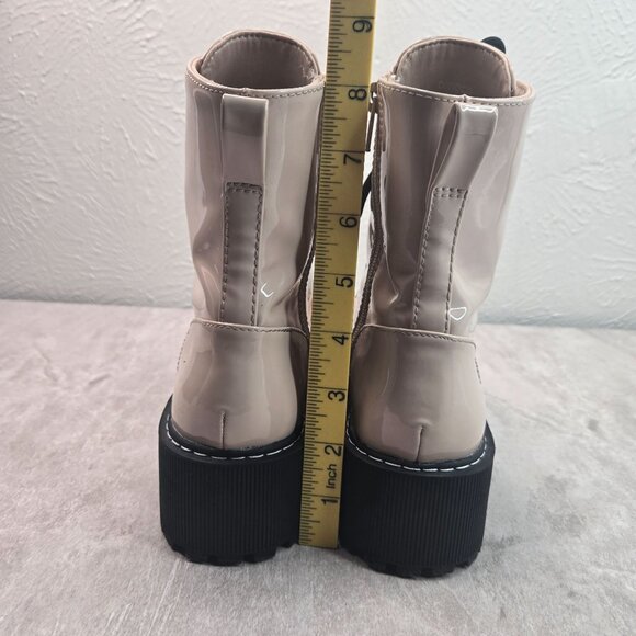 Platform Combat Boots Chunky Grunge Y2k Lace Up Hiker Platform Patent Booties 8 - Picture 5 of 12